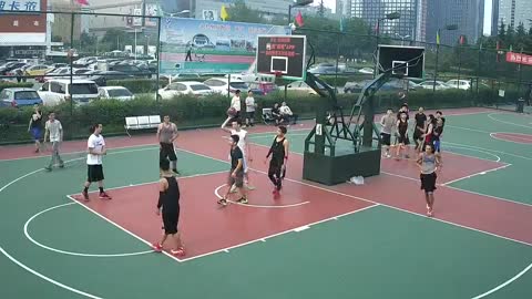 Tough Floater Layup Sinks In Street Basketball