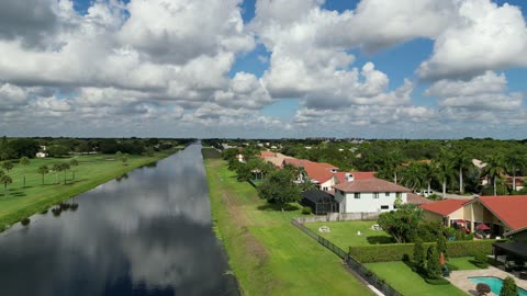 Drone shot of part of Deer creek golf course, Deerfield Beach, Florida.