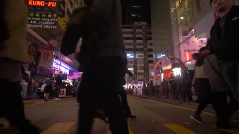 Crowd Crossing the Street in Hong Kong