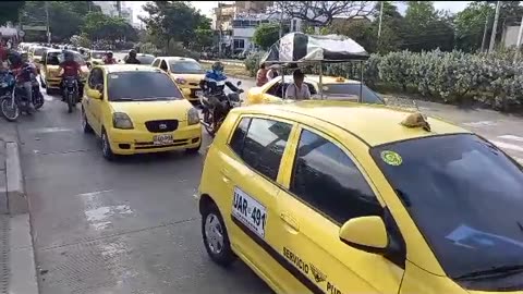 Protesta de taxistas en Cartagena