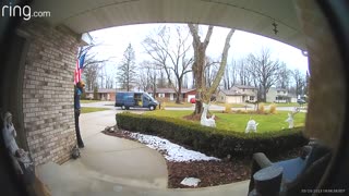 Delivery Driver Fixes And Salutes Flag