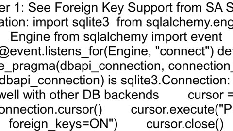 How to turn on 39PRAGMA foreign_keys ON39 in sqlalchemy migration script or configuration file for