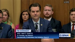 Matt Gaetz scorches FBI Director Wray who gets visibly upset over HB shake down message.