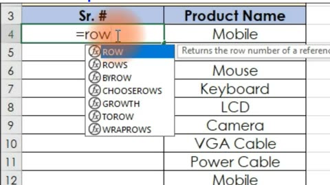 Auto Serial Number in MS Excel Using Formula