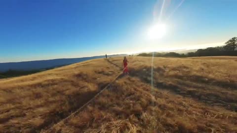 Outdoor aerial photography, recording the beautiful sunset of the American prairie