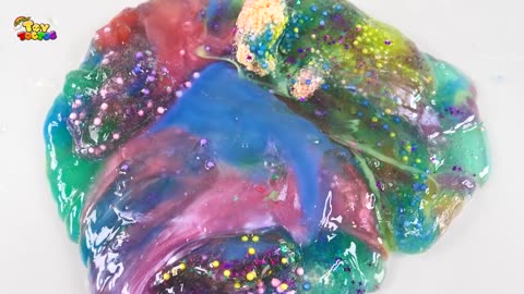 Satisfying video l mixing all my slime smoothie in making glossy slime pool ASMR rainbow toy TOC toc
