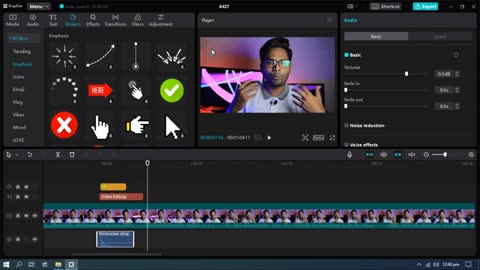 How to Use Sound Effects & Stickers to Make Video Interesting in CapCut | Capcut PC Video Editing#11