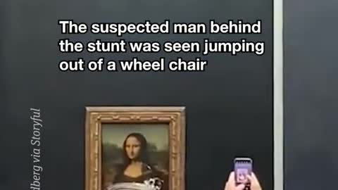 The Mona Lisa was smeared with cake by a protester disguised as an old lady in a wheelchair