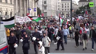Pro-Palestine Protesters march in Vienna
