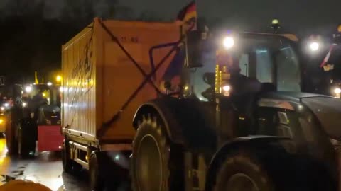 German Farmers Convoy at night before main protest