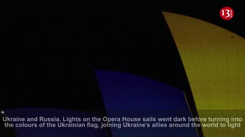 Sydney Opera House turns blue and yellow on Ukraine's war anniversary