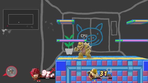 Roy Vs Bowser on WarioWare Inc (Super Smash Bros Ultimate)