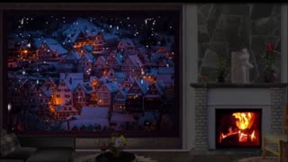 1 Hour ❄️ Cozy Winter By The Fire ❄️ Relaxing Music ❄️ Crackling Fire