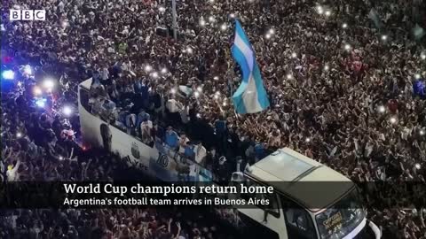 Celebrations as World Cup winners Argentina return home