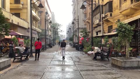 A wonderful corner for the filming of an Egyptian café in downtown Cairo Street reflecting water )