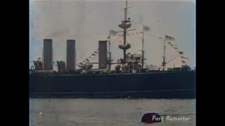 1900 in Color - HMS Powerful Arriving Portsmouth Harbour (Boer War)