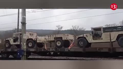 A convoy of large number of equipment sent by US is moving from Poland to Ukraine