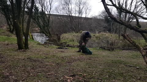 Packing away the tent. Dartmoor 26th March 2023