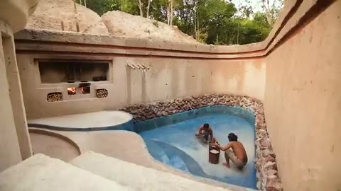 Amazing 100 days house building underground water