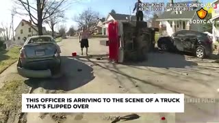 BODYCAM: Man Goes Wild After Flipping Truck 🤣