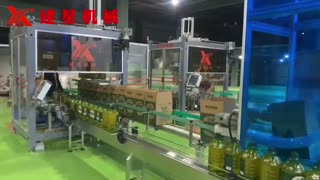 Automatic Servo Grab Type Case Packer for 5L Bottled Edible Oil Cartoning