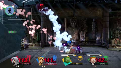 Sephiroth vs Kazuya vs Zombie vs Steve on Mishima Dojo (Super Smash Bros Ultimate)