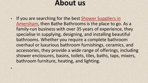 Best Shower Suppliers in Amersham.