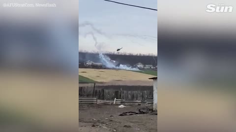 Ukrainian helicopters fly dangerously low to fire at Russian positions