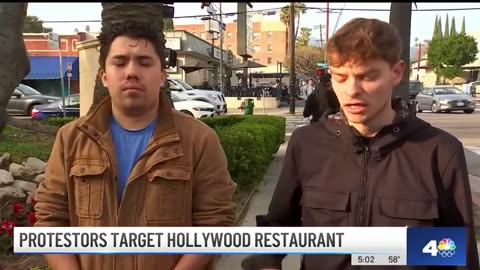 A clash outside a Hollywood restaurant turned violent between protesters and patrons.