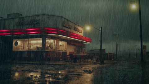 Rainy City Lofi Beats | 2 Hours of Chill Vibes in a Post-Apocalyptic Diner || Ambient Music