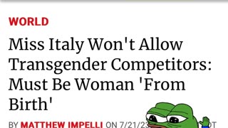 NewsFlash: Miss Italy Won't Allow Transgender Competitors: Must Be Woman 'From Birth'