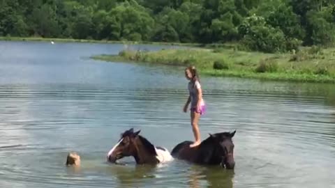 Two Best Friends and Their Horses