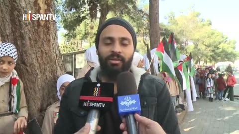 Organizan acto solidario con gazatíes ante sede de Unicef en Damasco