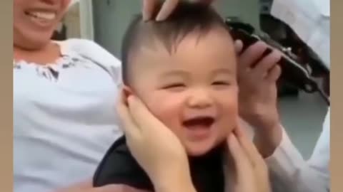 Baby funny video l baby haircut time