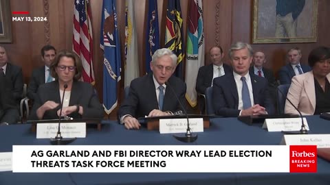 JUST IN- AG Garland And FBI Director Wray Lead Election Threats Task Force Meeting