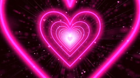 143. 💗Pink Heart Background Neon Lights Love Heart Tunnel Loop