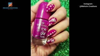 Dotted Floral Nail art | purple nail art