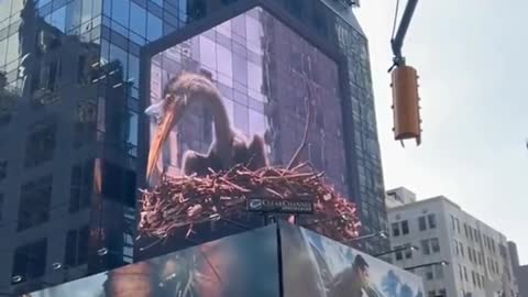 Jurassic park iii's movie warmed up in Times Square in advance.