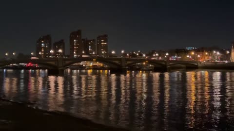 Beautiful Night View at River Thames Chelsea Embankment | London England