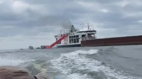 Ferry Boat Catches on Fire