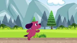 Cute dog jumping and walking