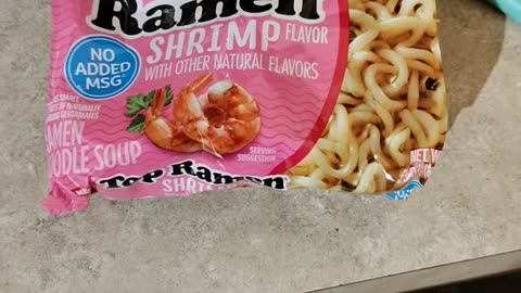 Eating Nissin Top Ramen Shrimp Flavor, Dbn, MI, 8/3/23