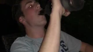 Guy finishes an entire bottle of alcohol clear