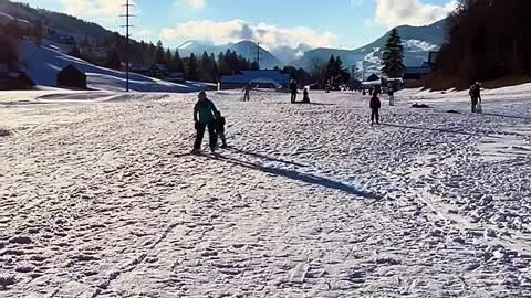 Romance in winter, walking through the snow