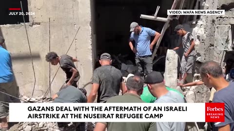 JUST IN- Gazans Deal With Aftermath Of Israeli Airstrike At Nuseirat Refugee Camp