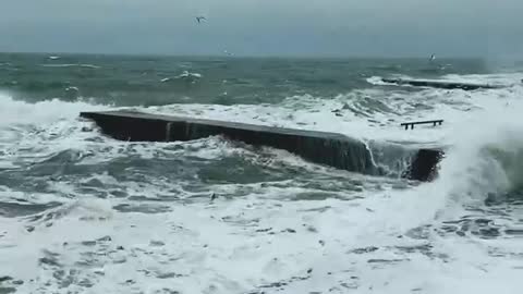 Winter sea. Small storm.