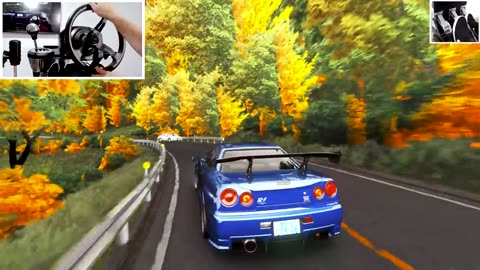 Drifting R34 GT-R at Mt.Akina wTraffic - Assetto Corsa Steering Wheel Gameplay.mp4