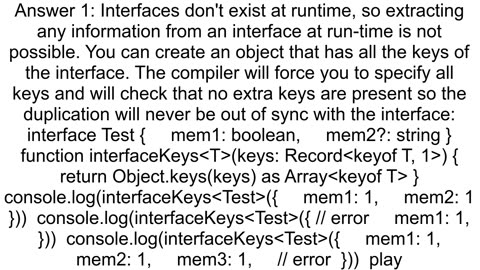 How can I extract the properties of an interface using TypeScript preferably with no 3rd party libs