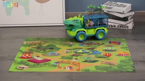 TEMI Dinosaur Truck Toys for Kids 3-5 Years, Tyrannosaurus Transport Car Carrier Truck