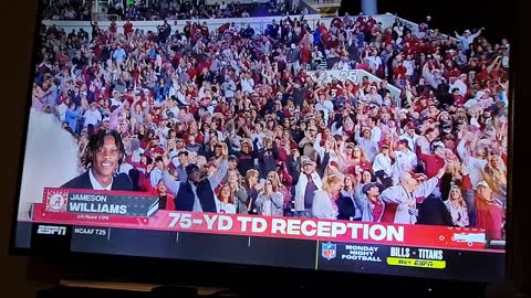 Alabama starts 2nd half with 1 pass for 70yd td